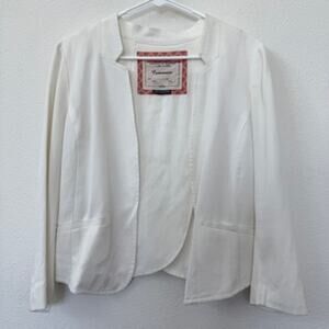 Cartonnier Cream Open Blazer Jacket Size 8 Tencel Tailored Minimalist Neutral